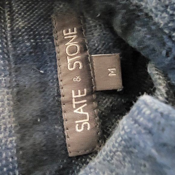 Slate & Stone Flannel Shacket Mens Medium Blue Plaid Check Cotton Thick Button - Picture 7 of 9